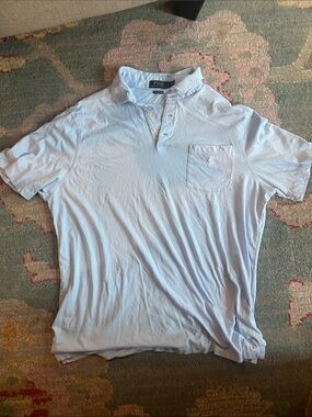 Polo by Ralph Lauren Pale Blue Cotton Short-Sleeve Polo with Chest Pocket